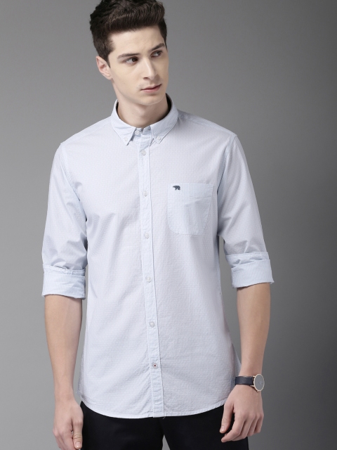 

THE BEAR HOUSE Men Blue & White Slim Fit Striped Casual Shirt