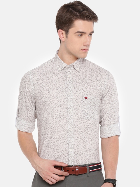 

THE BEAR HOUSE Men Beige Club Slim Fit Printed Semiformal Shirt