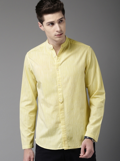 

THE BEAR HOUSE Men Yellow Slim Fit Solid Casual Shirt