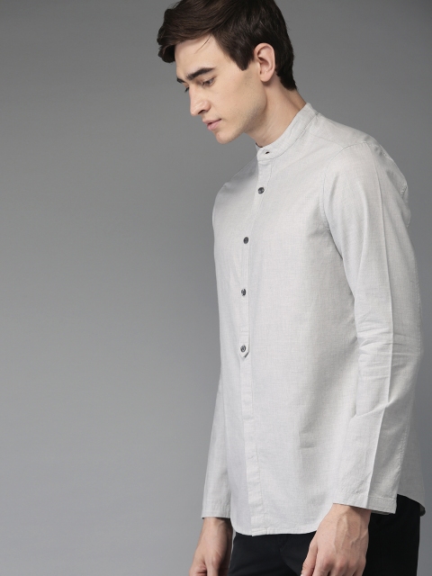 

THE BEAR HOUSE Men Grey Club Slim Fit Solid Casual Shirt