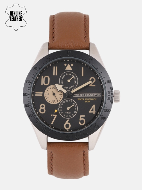 

French Connection Men Black Analogue Leather Watch FC1313T