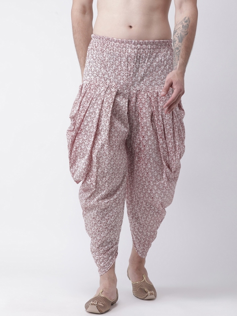 

DEVYAAN Men Off-White & Red Printed Dhoti