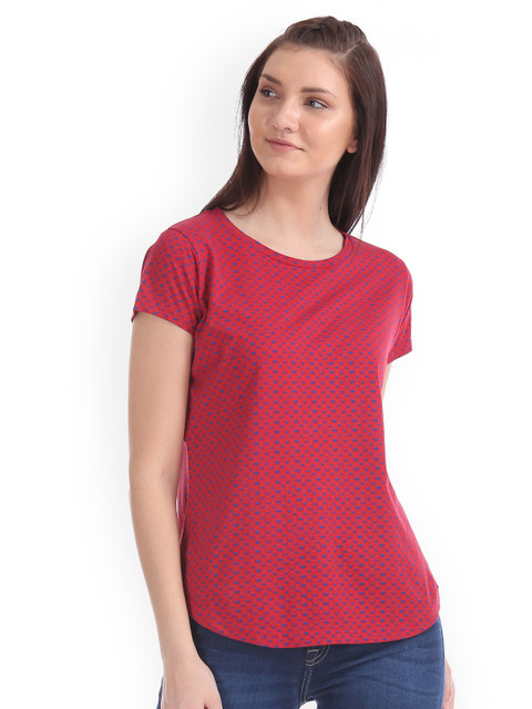 

U.S. Polo Assn. Women Women Red Printed Round Neck T-shirt