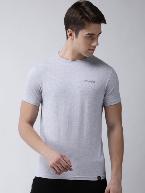 

Steenbok Men Grey Solid Round Neck Odour-Free T-shirt