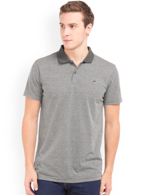

Ruggers Men Grey Striped Polo Collar T-shirt