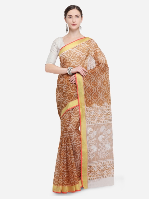 

Saree Swarg White & Brown Printed Saree
