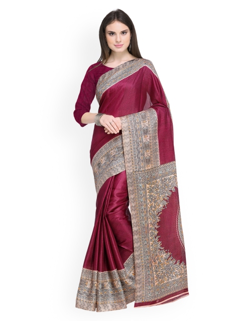

Silk Bazar Maroon Silk Blend Printed Khadi Saree