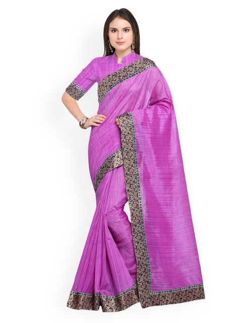 

Silk Bazar Purple Solid Silk Blend Saree