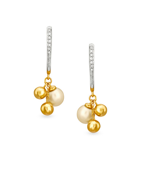 

Mia by Tanishq 14KT Pearls Earrings Diamond, Gold