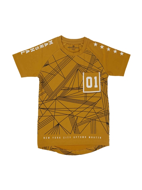 

BodyGlove Boys Mustard Printed Round Neck T-shirt