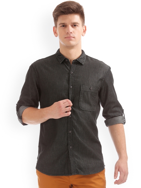 

Colt Men Charcoal & Grey Regular Fit Self Design Casual Shirt