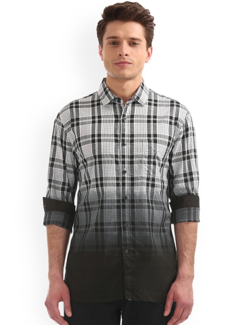 

Colt Men Black & White Regular Fit Checked Casual Shirt