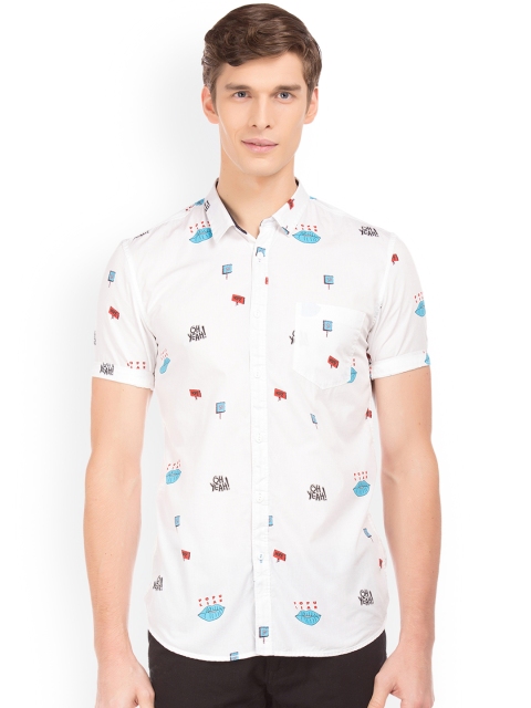 

Colt Men White Regular Fit Printed Casual Shirt