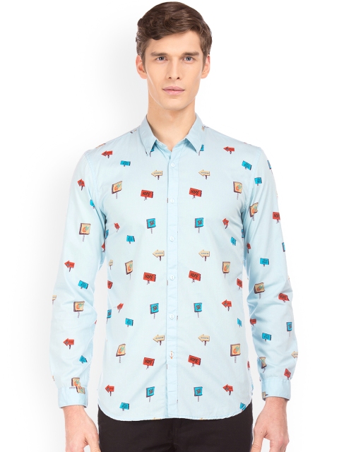 

Colt Men Blue Regular Fit Printed Casual Shirt