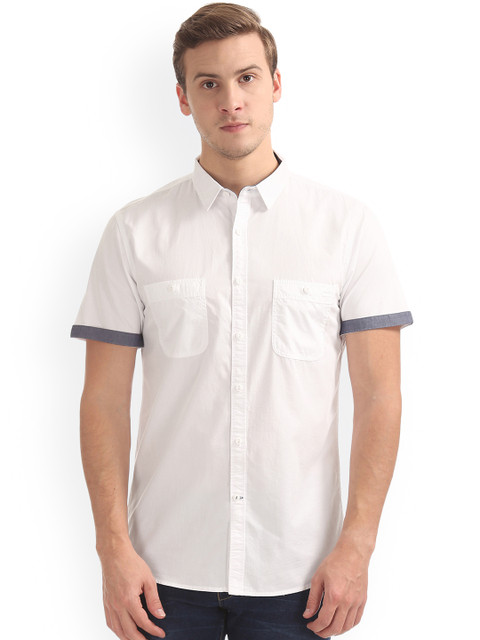 

Colt Men White Regular Fit Solid Casual Shirt