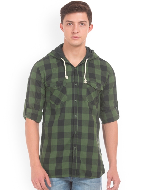 

Colt Men Green & Black Regular Fit Checked Casual Shirt