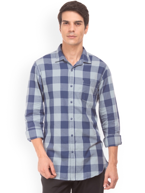 

Colt Men Blue & Grey Regular Fit Checked Casual Shirt