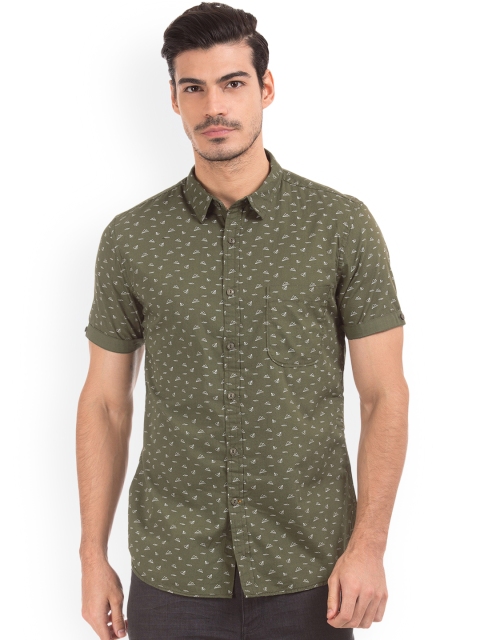 

Colt Men Olive Green Regular Fit Printed Casual Shirt