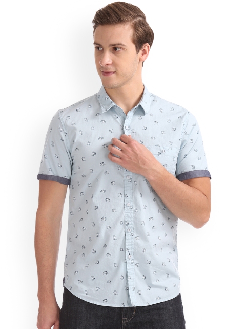 

Colt Men Blue Slim Fit Printed Casual Shirt