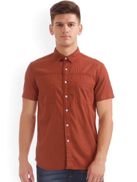 

Colt Men Rust Orange Regular Fit Solid Casual Shirt
