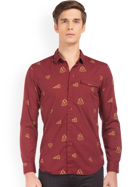 

Colt Men Maroon Slim Fit Printed Casual Shirt