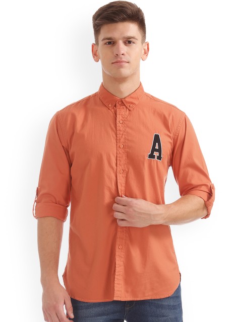

Colt Men Orange Regular Fit Solid Casual Shirt