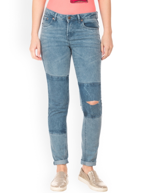 

Cherokee Women Blue Slim Fit Mid-Rise Slash Knee Jeans