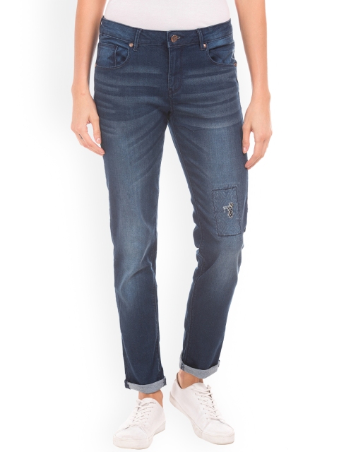 

Cherokee Women Navy Blue Slim Fit Low-Rise Low Distress Jeans