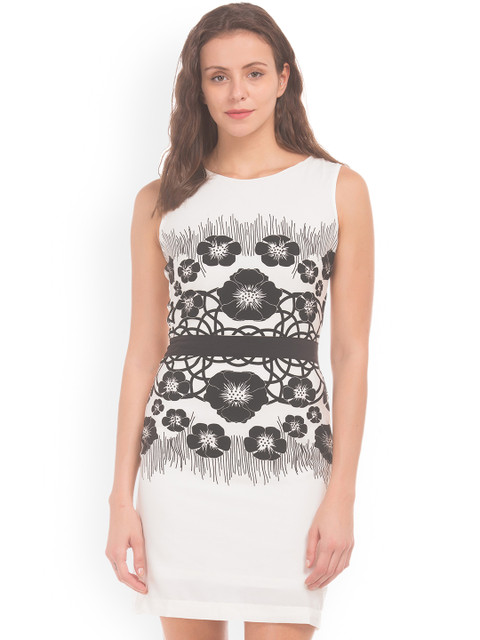 

Cherokee Women White Floral Printed Sheath Dress