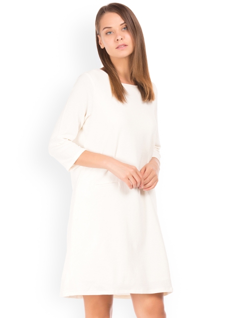 

Cherokee Women White Solid A-Line Dress