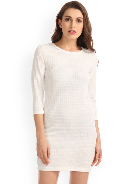 

Cherokee Women White Solid Bodycon Dress