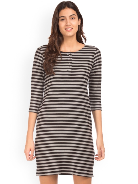 

Cherokee Women Black Striped T-shirt Dress