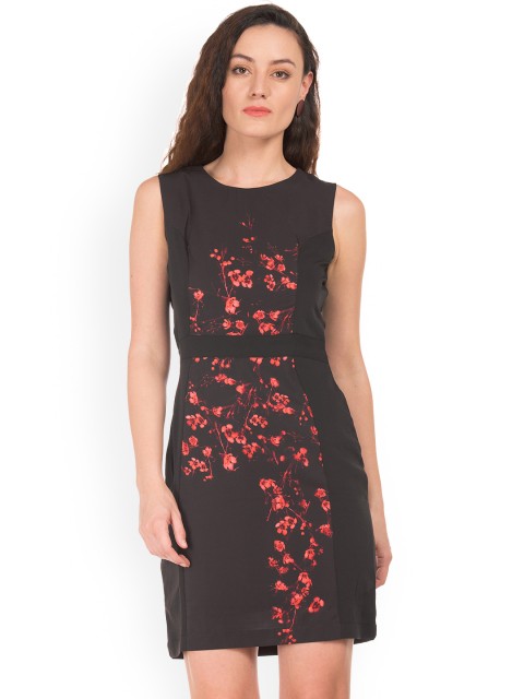 

Cherokee Women Black Floral Printed Sheath Dress