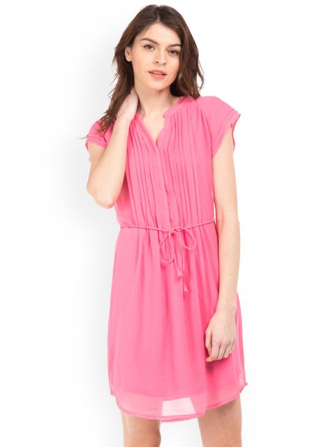 

Cherokee Women Pink Solid A-Line Dress