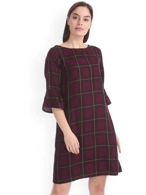 

Cherokee Women Red Checked A-Line Dress