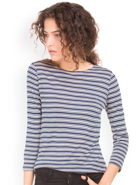 

Cherokee Women Blue Striped Top