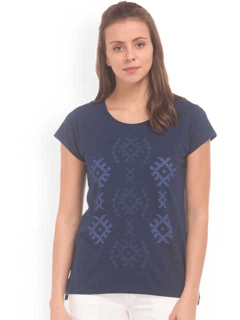 

Cherokee Women Blue Printed Top