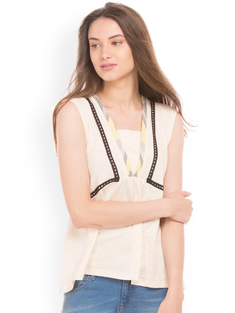 

Cherokee Women White Self Design Empire Top
