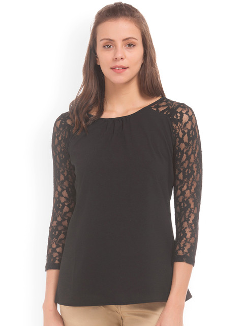 

Cherokee Women Black Self Design Top