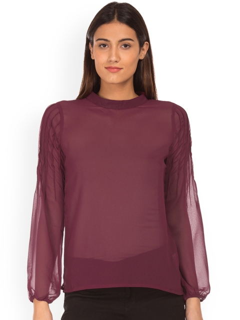 

Cherokee Women Purple Solid A-Line Top
