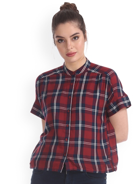 

Cherokee Women Red Checked Shirt Style Top