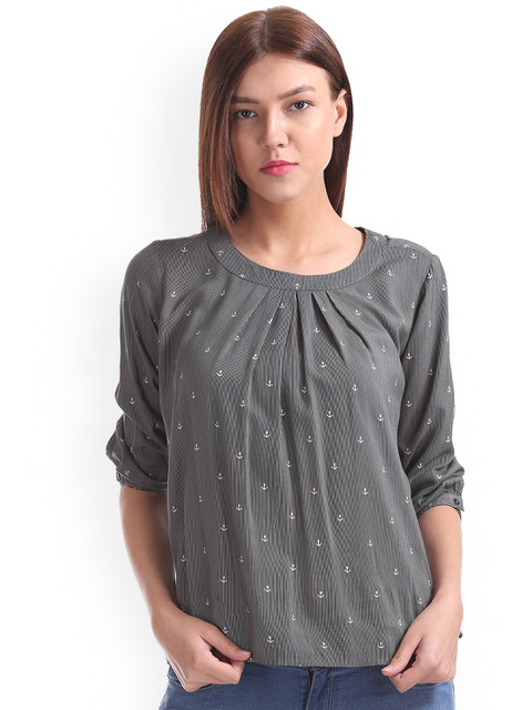 

Cherokee Women Grey Printed A-Line Top