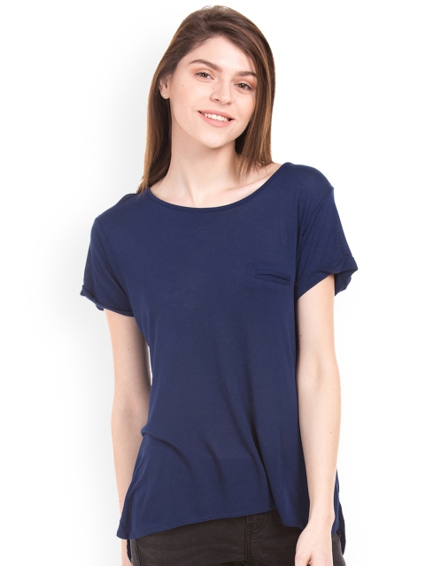 

Cherokee Women Blue Solid High-Low Top