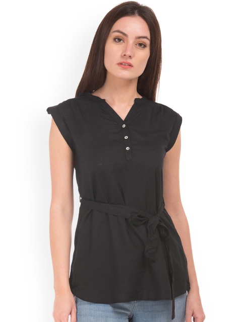 

Cherokee Women Black Solid A-Line Top