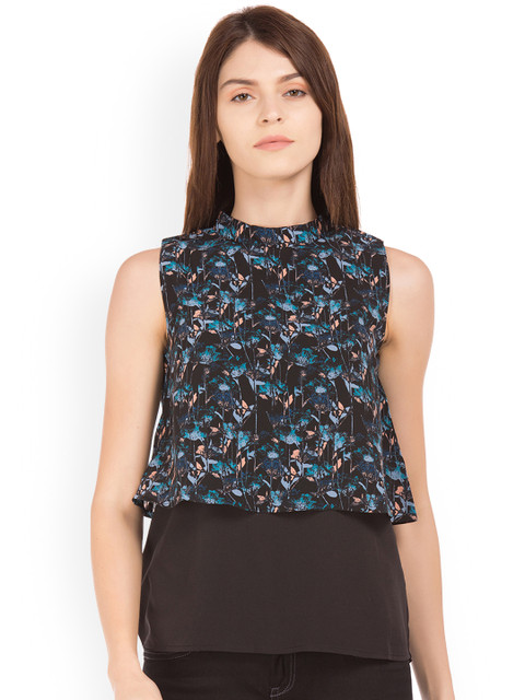 

Cherokee Women Green Printed Tiered Top