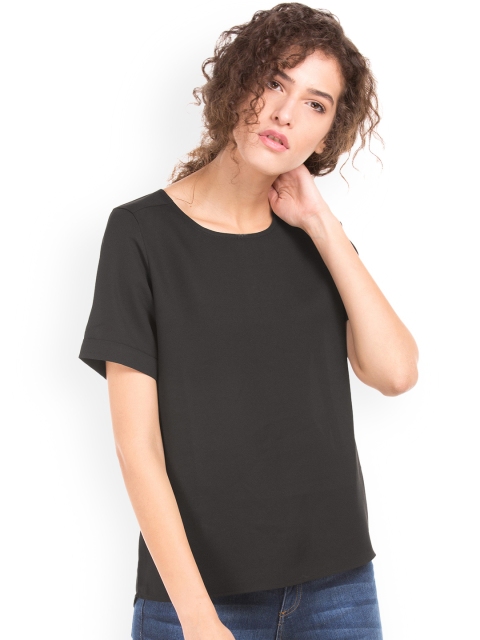 

Cherokee Women Black Solid A-Line Top