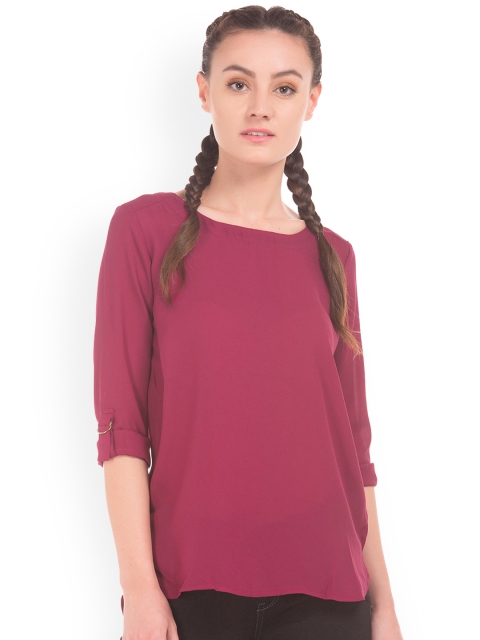 

Cherokee Women Purple Solid A-Line Top