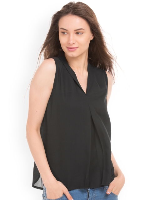 

Cherokee Women Black Solid A-Line Top