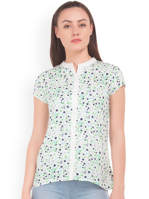 

Cherokee Women Off-White Printed Shirt Style Top