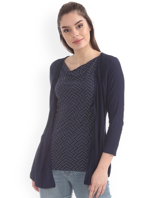 

ELLE Women Navy Blue Printed Top